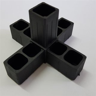 3D5 Kreuz mit Abgang schwarz fr Alurohr 20x20x1,5mm